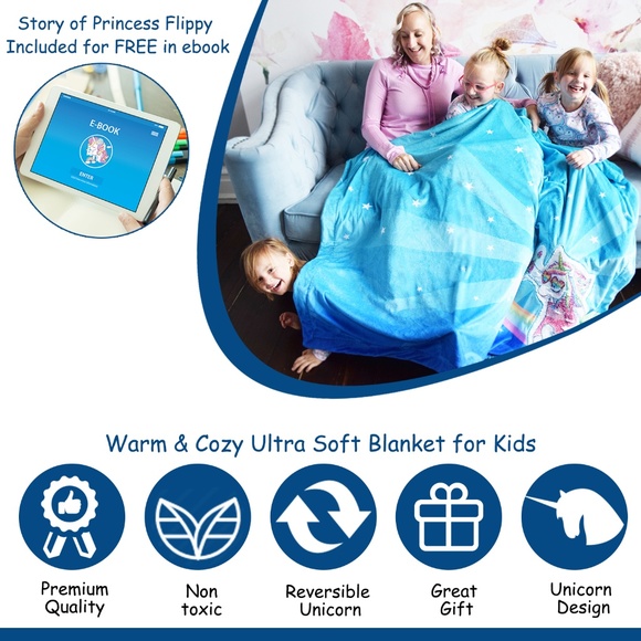 Reverse flip sequin unicorn glow dark blanket thro - Picture 4 of 8